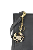 Keychain Charm Jeweled with Rhinestones - Crab in Gold