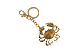Keychain Charm Jeweled with Rhinestones - Crab in Gold