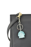 Keychain Charm Jeweled with Rhinestones - Seashell Gold & Blue