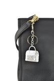 Keychain Charm Jeweled with Rhinestones -  Purse in Silver