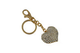 Keychain Charm Jeweled with Rhinestones -  Heart in Gold