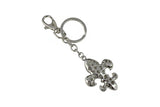 Keychain Charm Jeweled with Rhinestones - Fleur de Lis in Silver