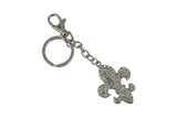 Keychain Charm Jeweled with Rhinestones - Fleur de Lis in Silver