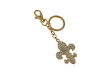 Keychain Charm Jeweled with Rhinestones - Fleur de Lis in Gold