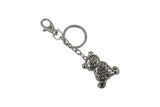 Keychain Charm Jeweled with Rhinestones - Panda in Silver