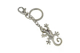 Keychain Charm Jeweled with Rhinestones - Gecco in Silver