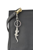 Keychain Charm Jeweled with Rhinestones - Alligator in Silver