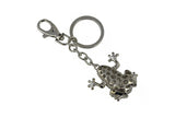Keychain Charm Jeweled with Rhinestones - Frog in Silver
