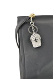 Keychain Charm Jeweled with Rhinestones - Baseball Cap in Silver