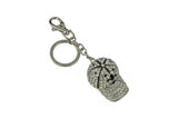 Keychain Charm Jeweled with Rhinestones - Baseball Cap in Silver