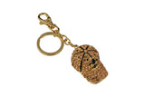 Keychain Charm Jeweled with Rhinestones - Baseball Cap in Gold