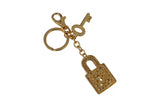 Keychain Charm Jeweled with Rhinestones - Lock and Key in Gold