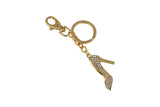 Keychain Charm Jeweled with Rhinestones - High Heel Shoe in Gold