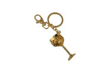 Keychain Charm Jeweled with Rhinestones - Wine Glass in Gold