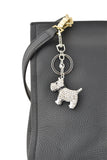 Keychain Charm Jeweled with Rhinestones - Dog in Silver