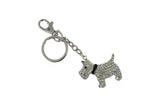 Keychain Charm Jeweled with Rhinestones - Dog in Silver
