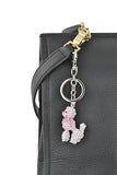 Keychain Charm Jeweled with Rhinestones - Poodle in Pink & Silver