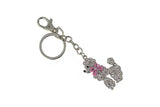 Keychain Charm Jeweled with Rhinestones - Poodle in Pink & Silver