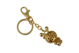 Keychain Charm Jeweled with Rhinestones - Bunny in Gold & Pink