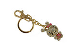 Keychain Charm Jeweled with Rhinestones - Bunny in Gold & Pink