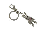 Keychain Charm Jeweled with Rhinestones - Bunny in Silver