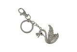 Keychain Charm Jeweled with Rhinestones - Swan in Silver