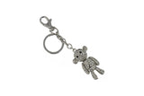 Keychain Charm Jeweled with Rhinestones - Monkey in Silver