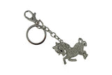 Keychain Charm Jeweled with Rhinestones - Pony in Silver