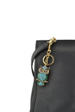 Keychain Charm Jeweled with Rhinestones - Owl in Blue & Gold
