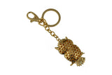 Keychain Charm Jeweled with Rhinestones - Owl in Blue & Gold