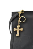 Keychain Charm Jeweled with Rhinestones - Cross in Gold