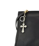 Keychain Charm Jeweled with Rhinestones - Cross in Silver