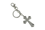 Keychain Charm Jeweled with Rhinestones - Cross in Silver