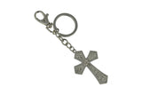 Keychain Charm Jeweled with Rhinestones - Cross in Silver