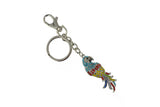 Keychain Charm Jeweled with Rhinestones - Parrot in Silver Multicolored