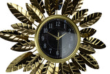 26" Mid-Century Modern Wall Clock with Metal Leaves