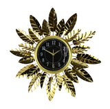 26" Mid-Century Modern Wall Clock with Metal Leaves