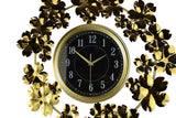 22" Mid-Century Modern Wall Clock with Metal Leaves in Gold