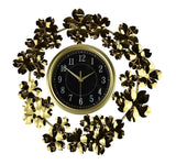 22" Mid-Century Modern Wall Clock with Metal Leaves in Gold
