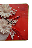 24" Inch Red and White Floral Wall Clock