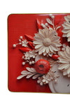 24" Inch Red and White Floral Wall Clock