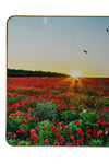 24" Inch Red Poppy Floral Field Wall Clock