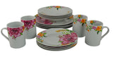 16 Piece purple Floral Dinnerware Set Service for 4
