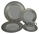 Beautiful 40 piece silver Greek key dinnerware - Service for 8