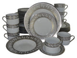 40 Piece Ceramic Silver Greek Key Dinnerware Set