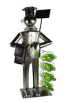 34" Inch Large Metal Chef with Sign 4 Bottle Wine Rack