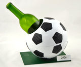 Soccer Ball Wine Bottle Holder in Handmade Metal 7" Tall