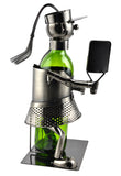 Female Pickleball Player Metal Wine Bottle Holder – Decorative Rust-Resistant Wine Rack, Holds 750ml Bottle, Unique Gift for Pickleball Lovers