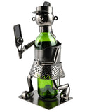 Female Pickleball Player Metal Wine Bottle Holder – Decorative Rust-Resistant Wine Rack, Holds 750ml Bottle, Unique Gift for Pickleball Lovers