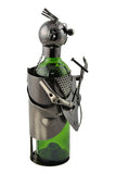 Guitar Player Wine Bottle Holder – Handmade Metal 12" Tall